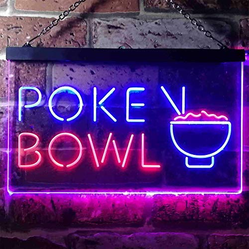 Hawaiian Poke Bowl Dual LED Neon Light Sign